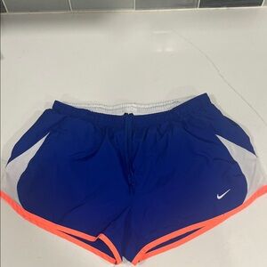 NWOT Nike Women's Athletic Running Shorts with Liner in Blue and Neon Orange